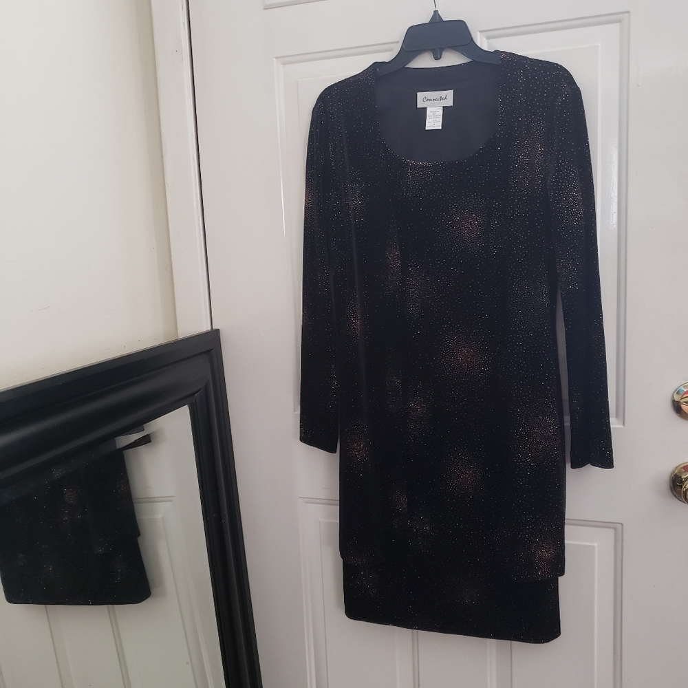 Connected Womens Long Sleeve Stretch Dress Size 8
